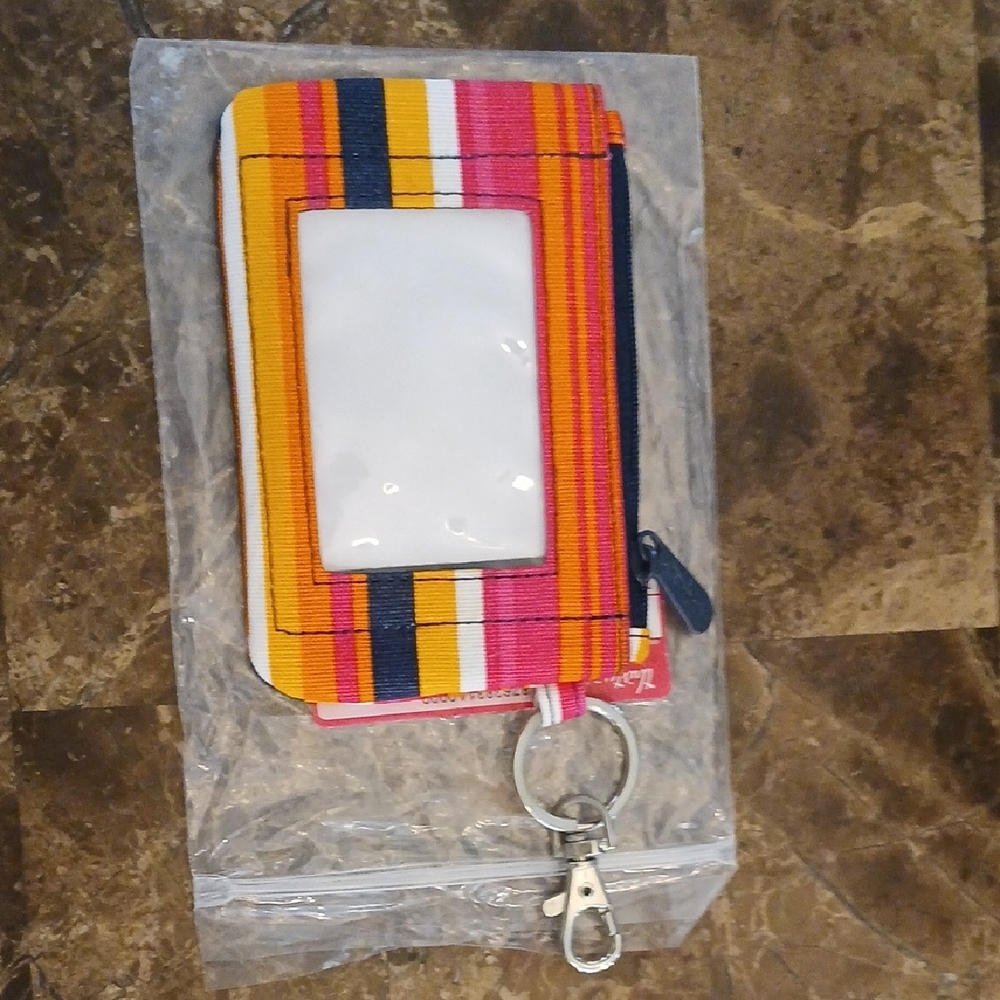 Striped ID Holder with Keychain